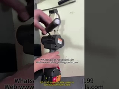 Eine Maschine schneidet Al- und Cu-Kabel, ACSR-Leiter, Stahldrähte.